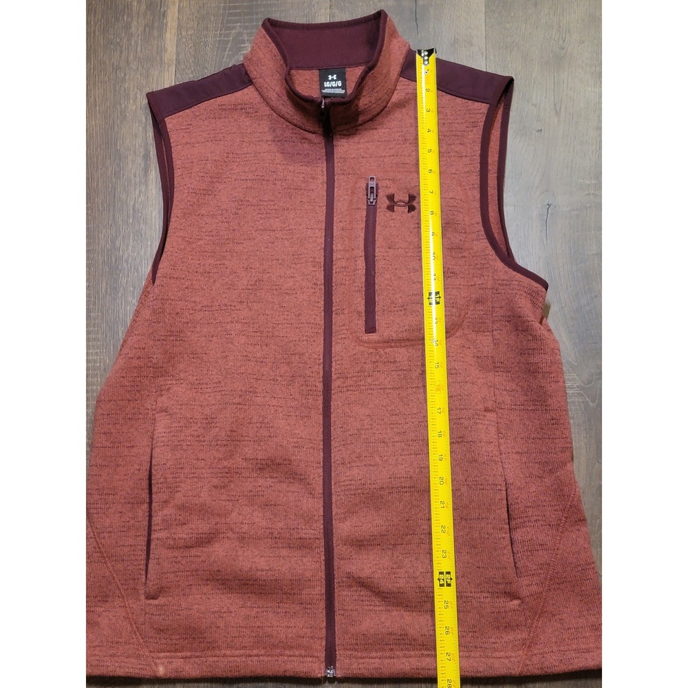 Under Armour Mens Vest Large‎ LG Full Zip Sleeveless Jacket Maroon Fleece Top